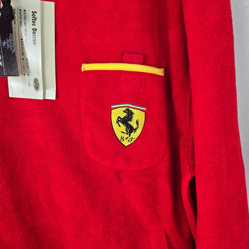 Ferrari Official Licensed Vintage Red 1/4 Zip Fleece Pullover Rare 2XL NWT 90's - Picture 2 of 10